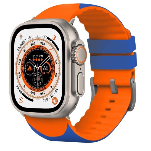 (GAGAAL) アップルウォッチバンド スポーツベルト互換Apple Watch Ultra ベルト 45 mm 柔軟シリカゲル 防水ベルト互換iWatch Apple Watch Series Ultra 8 6 5 2 1 SE女性男性 (45mm, オレンジ 青)