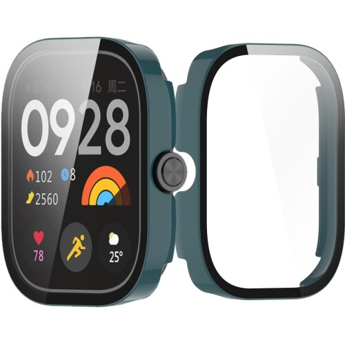 INIAYOH For Redmi Watch 5 カバー （シャオミ）Redmi Watch 5/4 保護ケース 強化ガラスフィルム+超耐衝撃PCフレーム 反射低減 指紋防止 軽量スリム設計 (グリーン)