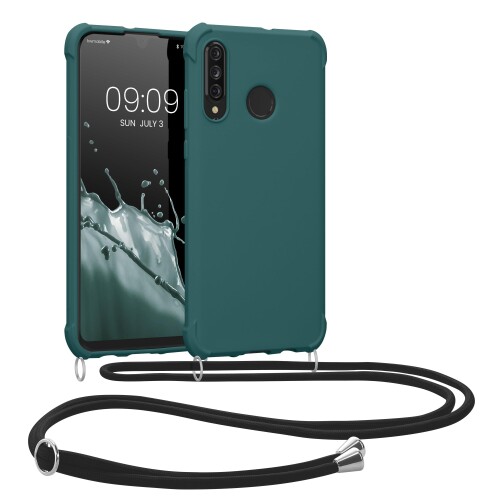 kwmobile スマホショルダー Huawei P30 Lite対応 ケース - TPU カバー 肩掛け ストラップ付き 翡翠色