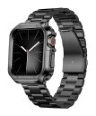 コンパチブル Apple Watch バンド 46mm 45mm 44mm 42mm 41mm 40mm 38mm コンパチブル アップルウォッチバンド ステンレス ブラック ポリッシュTPUケース コンパチブルiWatch ベルト Series 10/9/8/7/SE2/SE/6/5/4/