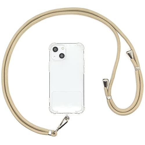 (PARLY STRAP) スマホストラップ 後付け ショルダーストラップ 斜め掛け/肩掛け ストラップ1本+透明ホルダー2枚入り ベージュ