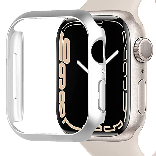 Miimall 対応 Apple Watch Series 9/8/7 45mm 専用ケース アップルウォッチ 45mm 保護カバー PC材質 超簿軽量 衝撃吸収 装着簡単 傷防止 Apple Watch 7 ケース （45mm|シルバー）