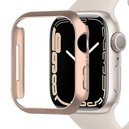 Miimall 対応 Apple Watch Series 9/8/7 45mm 専用ケース アップルウォッチ 45mm 保護カバー PC材質 超簿軽量 衝撃吸収 装着簡単 傷防止 Apple Watch 7 ケース （45mm|ローズゴール）
