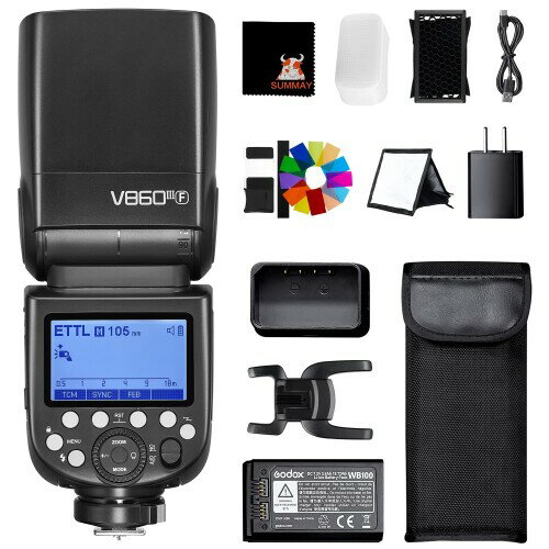 GODOX V860III-F Camera Flash Speedlight Kit 1 / 8000s HSS 10 Level Modeling Light Quick Release Lock 2600mAh Rechargeable Battery 1.5s Recycling Time GN60 Fujifilm X-T2 X-A3 X100F X-Pro2 X-T1