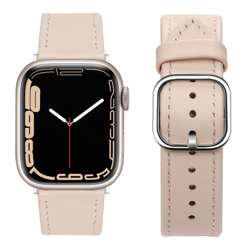 Band コンパチブル Apple Watch バンド 49mm 45mm 44mm 42mm 41mm 40mm 38mm アップルウォッチ バンド、トップグレインレザー交換バンド iWatch Ultra2 Ultra SE2 SE シリーズ9 8 7 6 5 4 3 2 1 (41mm/40mm/38mm、ピンク)