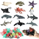 AAGWW リアルな極地海洋動物モデル おもちゃのセット ミニフィギュア モデルおもちゃ イルカ クジラ サンゴ 種類が多様である（デザイ..