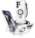 weiaoluo Galaxy s24 Ultra ケース クリア SC-52E / SCG26 ケースリング付き MagSafe対応 ショルダー 耐衝撃 サムスン ギャラクシー S24 Ultra 対応カバー ワイヤレス充電 マグネット搭載 調節可能 保護ソ