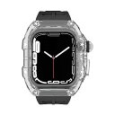 Apple Watch用バンド45mm 44mmケース透明保護カバーシリコンストラップiWatchシリーズ8/7 45mm SE2/6/SE/5/4 44mm耐震ケース用(44/45mm, 白-黒)
