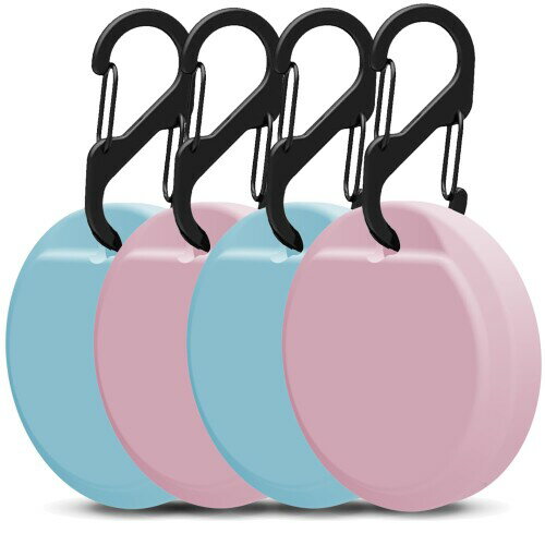 YIERSAN エアタグ 紛失防止タグ 用 ケース (ストラップ3種付き) gps スマートタグ 紛失防止 スマホ/カバン/鍵/荷物/財布/ペット首輪などに スリム ソフト ケースカバー(ピンク + ブルー)