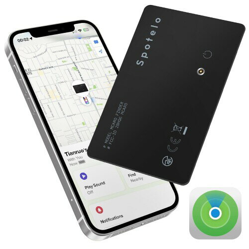 Spotelo 充電式 スマートタグ GPS トラッカー 紛失防止タグ 薄型1.7mm IP68防水 iPhone「探す」対応：財布/パスポート/書包の忘れ物・盗難対策 キーファインダー