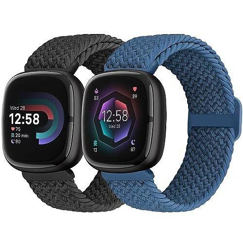 (Acortjl) 弾性編組ソロループバンド Fitbit Versa 4/Fitbit Sense 2/Fitbit Versa 3/Fitbit Sense に..