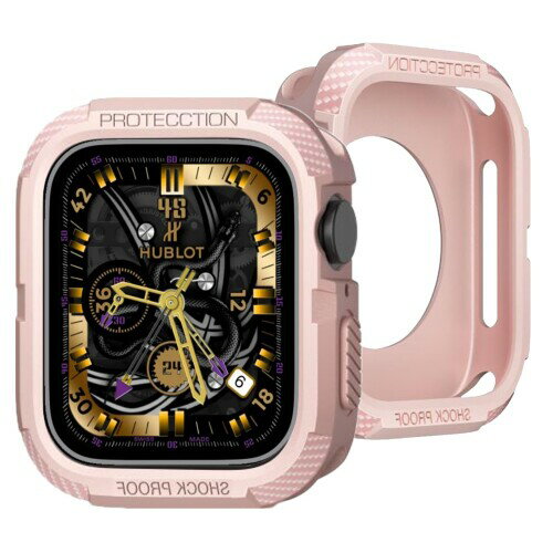 UIUIKA Apple Watch ケース 41mm | 40mm アップルウォッチ TPU 保護ケース「メカニカルさ」カーボンろう付けパターン 落下 衝撃 吸収 すり傷 防止 耐衝撃 米軍 MIL規格（41mm | 40mm,ピンク)