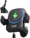 INIU V11-E1 ワイヤレスカーチャージャー Qi2 15W 車載用ワイヤレス充電ホルダー 性 22N MagSafe対応車載マウントチャージャー 冷却フィン&RGBライト搭載 iPhone 16 / 15 / 14 / 13 / 12 シリーズのみ対