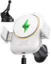 INIU V11-E1 ワイヤレスカーチャージャー Qi2 15W 車載用ワイヤレス充電ホルダー 性 22N MagSafe対応車載マウントチャージャー 冷却フィン&RGBライト搭載 iPhone 16 / 15 / 14 / 13 / 12 シリーズのみ対