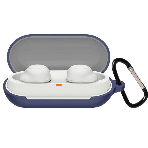 UIUIKA For SONY WF-C700N ケース ソニー WF-C700N 保護カバー 柔らかい シリコン製 ソニー WF-C700N ケース 落下防止 キズ防止 耐衝撃 防塵 軽量 装着充電可能 カラビナ付き 紛失防止(ブルー)