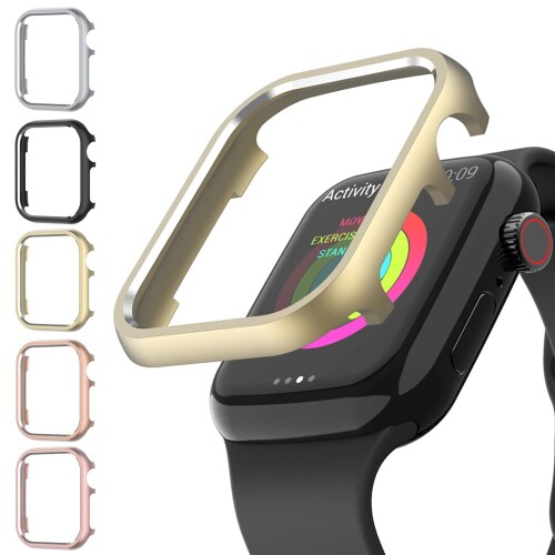 Miimall Apple Watch用 金属製 バンパー 44mm ケース 超軽量型 耐衝撃 取り付け簡単 シンプル 頑丈で硬いメタル材質 アップルウォッチSeries6 5 4 SE SE2 SE2023 カバー(ゴールド 44mm)
