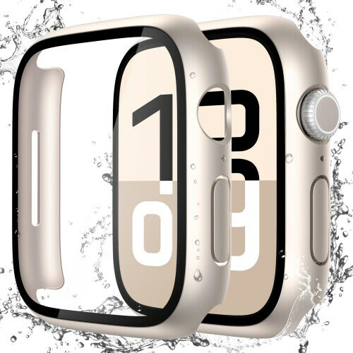 ULOE For Apple Watch Series 11 (2025) Series 10 46mm 防水ケース, PC素材 硬度9H強化ガラス 高透過率 装着簡単 耐衝撃 指紋防止 傷防止 超薄型 全面保護 対応アップルウォッチ 11/10 46mmカバー（スターラ