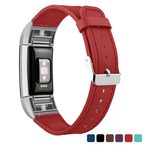 Kutop For Fitbit Charge 2 バンド, 高品質な革 交換用バンド スマートウォッチベルト