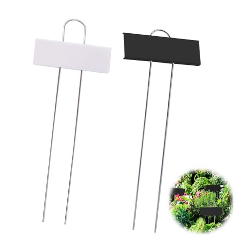 TVETE メタルプラントタグ 鉄/白塗装 打ち込みネームプレートT型フラワータグ 多肉植物マーカータグ 鉢..