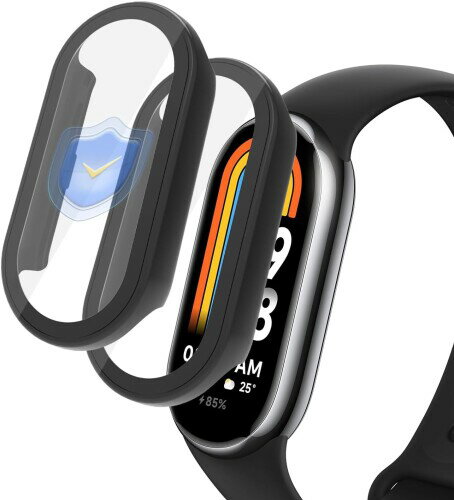 LanQii ケース 用の Xiaomi Smart Band 9/ 用の Xiaomi Mi Band 9ケース カバー スマートウォッチ 保護ケース ガラスフィルム 高級素材 一体型カバー キズ防止 軽量 全面保護 二重構造 超薄型 装着簡