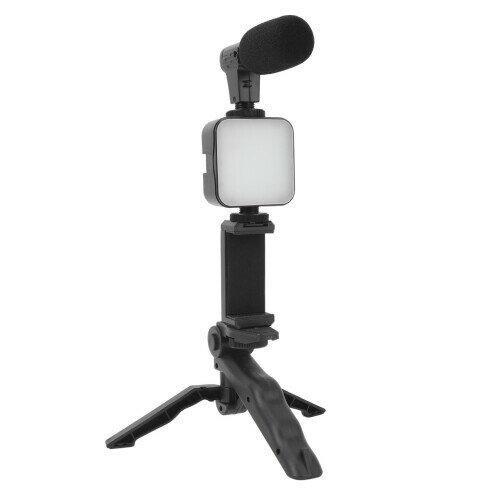 三脚付き LED フィルライト、スマートフォンビデオ Vlog キット、携帯電話クリップ、 コントローラー、ノイズリダクションを含む、ライブストリーミング、オンライン教育、メディアイ