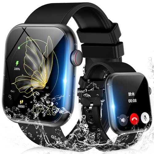 スマートウォッチ smart watch iphone対応&アンドロイド対応 Bluetooth5.2通話機能付き 文字盤自由設定 多種の運動モードIP67防水 腕時計Twitter/Lineなど着信＆メッセージの通知多言語対応 活動量