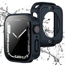 Apple Watch 用 防水ケース 45mm アップルウォッチ カバー 直角エッジデザイン 保護 アップルウォッチ Series 9/8/7 カバー ガラスフィルム 一体型 二重構造 PC環保素材 一体型カバー背面カバー