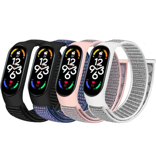 (TumpCez) 交換用ナイロンバンド 対応Amazfit Band 5/Xiaomi Mi Band 7 6 5 4 3，レディース メンズ キッズ 調節可能 ソフト 快適 ナイロン スポーツ リストバンド Mi Band 7 6 5 NFC用