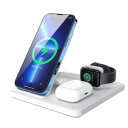 ワイヤレス充電器 折り畳み式 3in1 15W Qi急速充電 iphoneワイヤレス充電器 スマホスタンド機能 置くだけ充電 コンパクトサイズ 持ち運び iPhone/samsung/Sony/Galaxy/Watch 他の機種対応 (ホワイト)