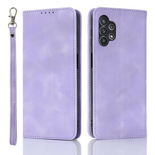 Havaya 対応 Galaxy A32 5G ケース ギャラクシーa32 ケース 手帳型 ストラップ カバー scg08 耐衝撃 ドコモ docomo サムスン カード収納 SoftBank レザー スエードの質感-パープル