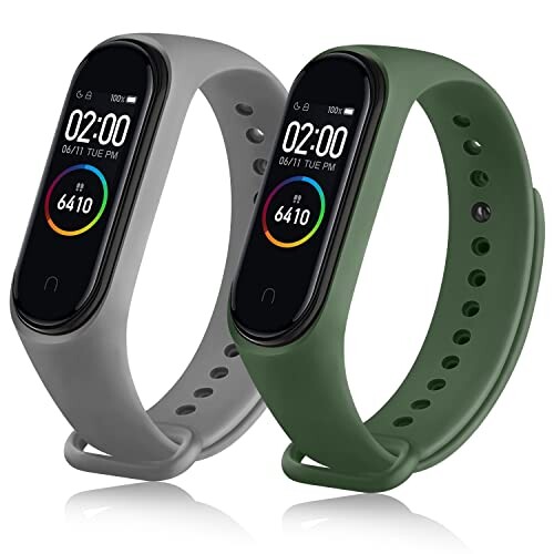 (Vancle) コンパチブル Xiaomi Mi Band 4/Mi Band 3 バンド 替えベルトシリコン製 交換ベルト 対応 Xiaomi Mi band 3/4 スマートバンド (グレー+グリーン)