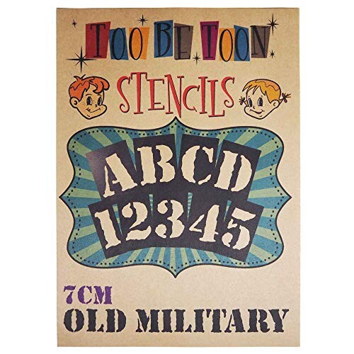 ステンシルシート アルファベット大文字＆数字セット OLD MILITARY (7cm)