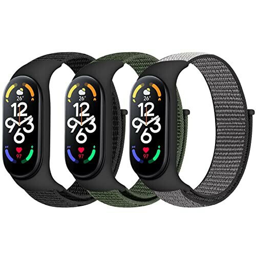 (Bcuckood) ナイロン時計バンド Xiaomi Mi Band 7/6/5/4/3/Amazfit Band 5 と互換性あり、調節可能で ..