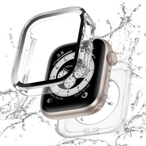 Kawoco アップルウォッチ 防水 カバー Apple Watch Series 9 8 7 対応 45mm ケース 2 in 1 前後の保護 二重構造 耐衝撃 iWatch 一体型 ケース 45mm クリア