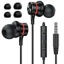 MOSWAG 有線イヤホン、3.5 mm黒色有線、マイク付き、入耳式ノイズ低減イヤホン、携帯電話、デスクトップ、タブレット、ノートパソコン、MP 3、MP 4と互換性がある