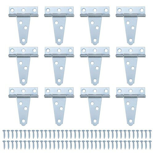 M METERXITY 12パックのアイアンTストラップシェッドドアヒンジ 2 "の納屋のドアゲートヒンジ 木製フェンス/ヤード/納屋のためのヒンジ付きワライトハードウェア