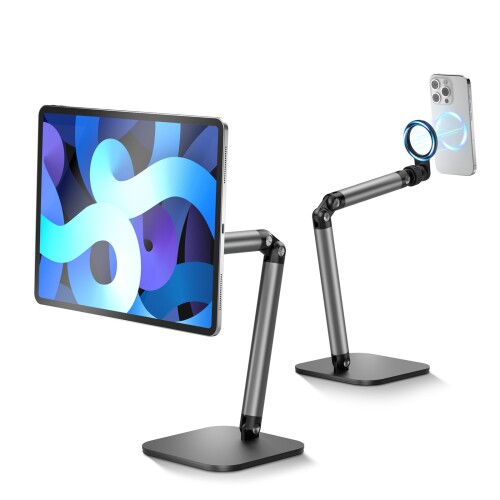 TELESIN スマホスタンド マグネット 卓上 寝ながら タブレット&スマホ 両用 iPadスタン ...