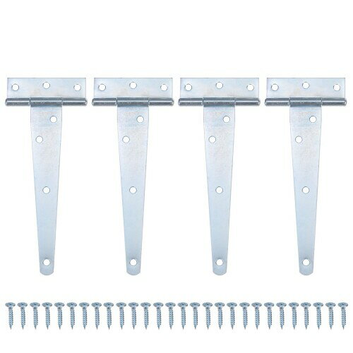 M METERXITY 4個入りのアイアンTストラップシェッドドアヒンジ 10 "の納屋のドアゲートヒンジ 木製フェンス/ヤード/納屋のドア用のヒンジ(ホワイト)