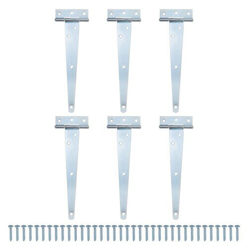 M METERXITY 6個入りのアイアンTストラップシェッドドアヒンジ 8 "の納屋のドアゲートヒンジ 木製フェンス/ヤード/納屋のドア用のヒンジ(ホワイト)