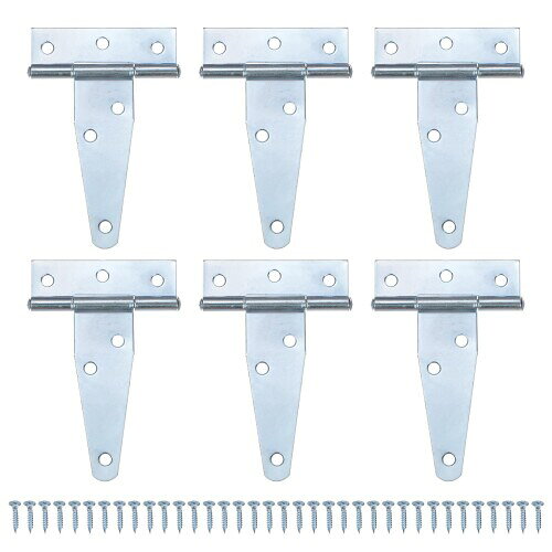 M METERXITY 6個入りのアイアンTストラップシェッドドアヒンジ 3 "の納屋のドアゲートヒンジ 木製フェンス/ヤード/納屋のためのヒンジ付きワイヤードハードウェア(ホワイト)