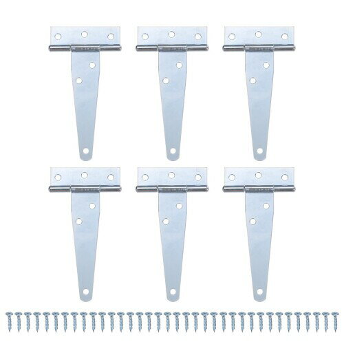 M METERXITY 6個入りのアイアンTストラップシェッドドアヒンジ 4 "の納屋のドアゲートヒンジ 木製フェンス/ヤード/納屋のドア用のヒンジ(ホワイト)