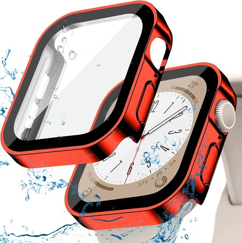 AIYYXX アップルウォッチ カバー 46mm 45mm 44mm 42mm 41mm 40mm 対応 あっふウォッチカバー 45mm 防水 一体型 新デザイン 3D直角エッジ 超薄型 PC+ガラス素材 高透過率 キズ防止 耐衝撃性 全面保護 app