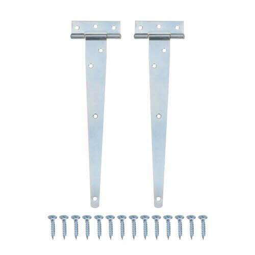 M METERXITY 2個入りのアイアンTストラップシェッドドアヒンジ 10 "の納屋のドアゲートヒンジ 木製フェンス/ヤード/納屋のドア用のツィーヒンジたんぞうハードウェア(ホワイト)