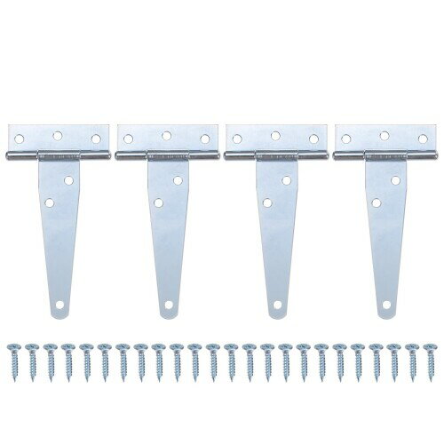 M METERXITY 4パックのアイアンTストラップシェッドドアヒンジ 4 "の納屋のドアゲートヒンジ 木製フェンス/ヤード/納屋のドア用のヒンジ(ホワイト)