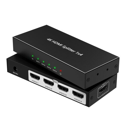 4画面同時出力「JCHICI」 HDMI分配器 4K@30Hz HDR&3Dビデオ対応 HDMI1.4 スプリッター アルミ合金製本..