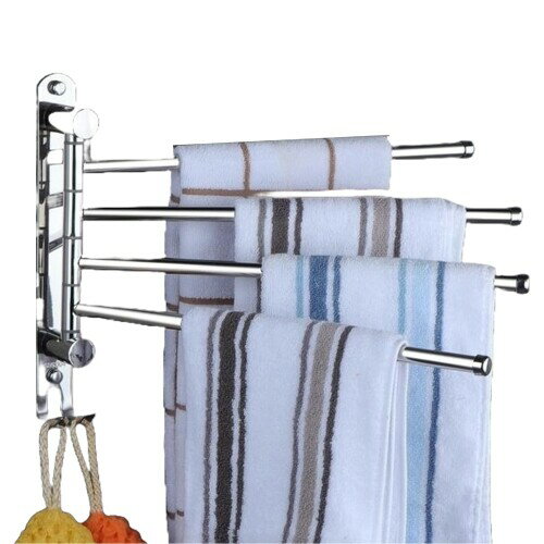タオルハンガー スイングアーム式 タオル掛け 壁掛け ステンレス製 省スペース設計 洗面所 キッチン バ..