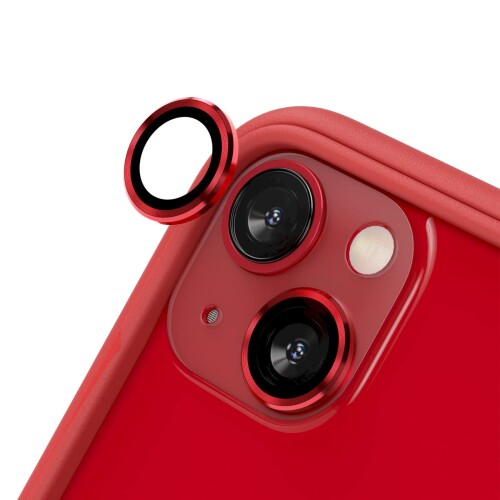 RHINOSHIELD (iPhone 13 / 13 mini) 用 カメラ レンズ 強化 ガラス 保護 フィルム カメラカバー 硬度9H 耐衝撃 傷防止 気泡ゼロ 高透過率 撥水撥油 簡単貼り付け 極薄 - レッド 1