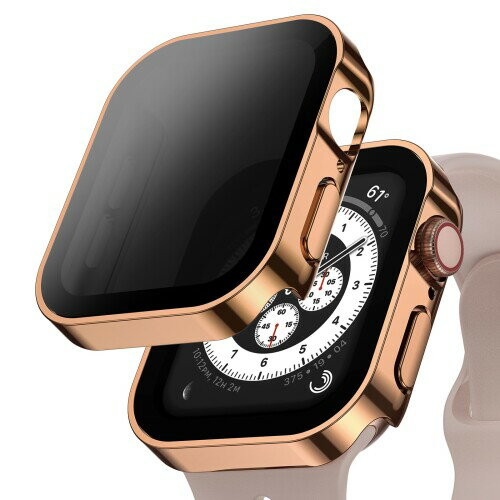 Kawoco アップルウォッチ 防水 カバー 44mm Apple Watch ケース のぞき見防止 保護フィルム 装着簡単 耐衝撃 軽量 iWatch Series 6 5 4 SE 対応 ローズゴールド
