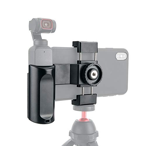 JJC グリップ OSMO Pocket 2 / OSMO Pocket 適用 マイク と LEDフィルライト取り付け可能 底の1/4"-20のネジ リストストラップ付き