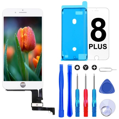 Brinonacコンパチブル iPhone 8 Plus LCD 液晶パネル 画面交換キット - 5.5インチ、3Dタッチ対応 - 修理工具と保護フィルム付き（白）